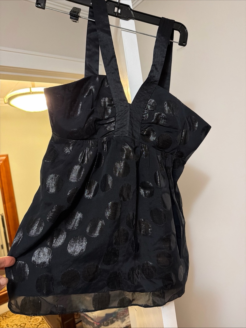 Tibi Black silk Polka Dot V-Neck Tank size 6